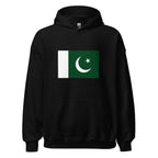 Unisex heather gray hoodie featuring Pakistani flag design printed across the front chest