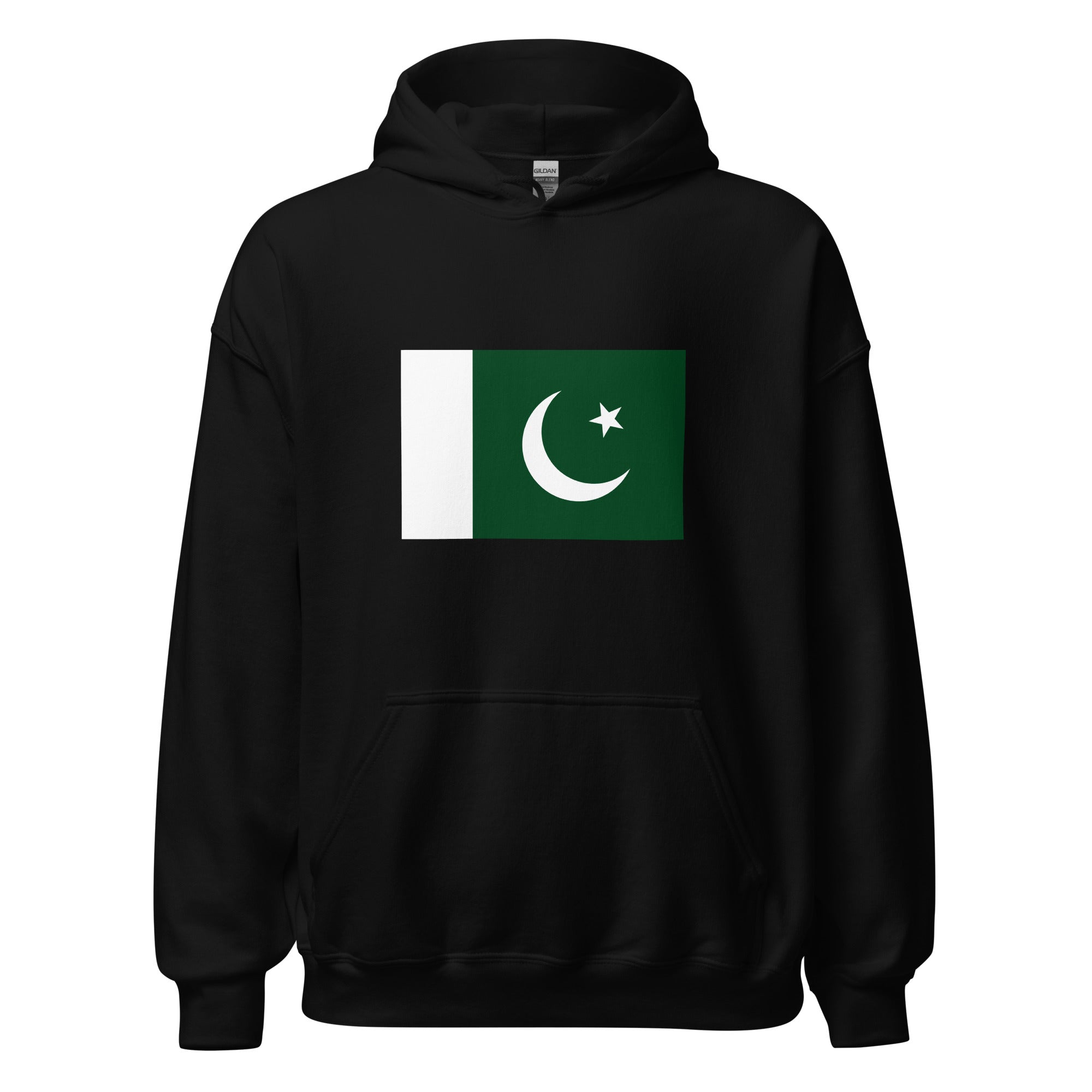 Unisex heather gray hoodie featuring Pakistani flag design printed across the front chest