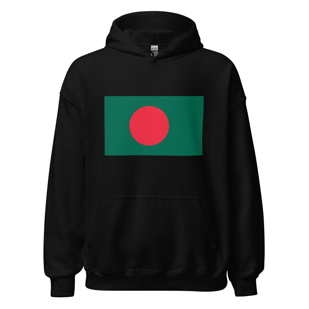 Unisex heather gray hoodie featuring Bangladeshi flag design printed across the front chest