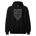 Unisex black hoodie with John 14:27 Bible verse printed in white text on front