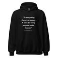 Unisex maroon hoodie with Ecclesiastes 3:1 Bible verse printed in white text on front