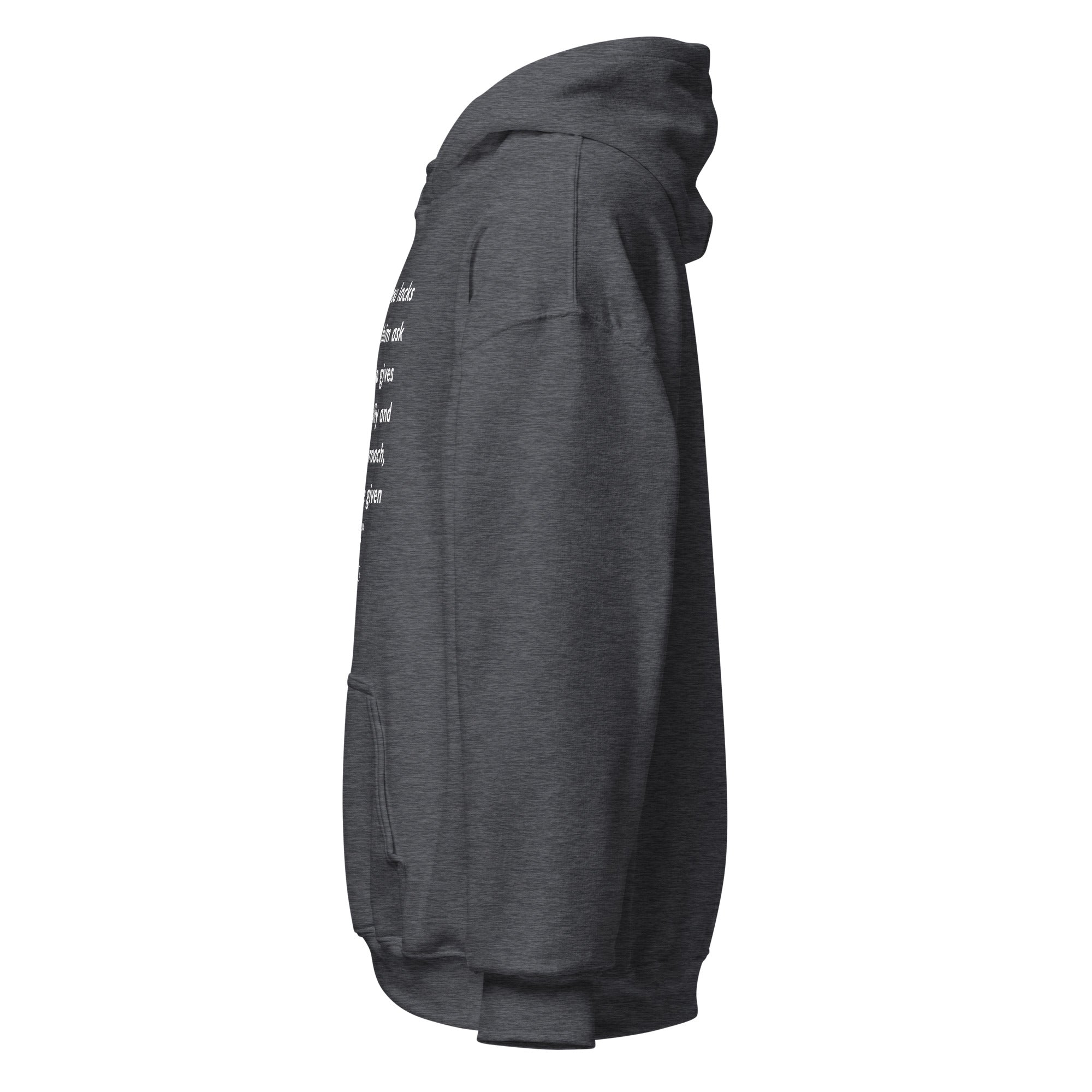 Unisex forest green hoodie with James 1:5 Bible verse printed in white text on front
