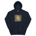 Unisex hoodie featuring Klimt's famous painting of two lovers embracing in golden robes