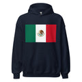 Unisex heather gray hoodie featuring Mexican flag design printed across the front chest
