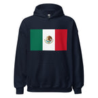 Unisex heather gray hoodie featuring Mexican flag design printed across the front chest