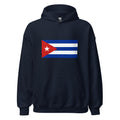 Unisex heather gray hoodie featuring Cuban flag design printed across the front chest