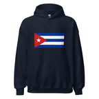 Unisex heather gray hoodie featuring Cuban flag design printed across the front chest