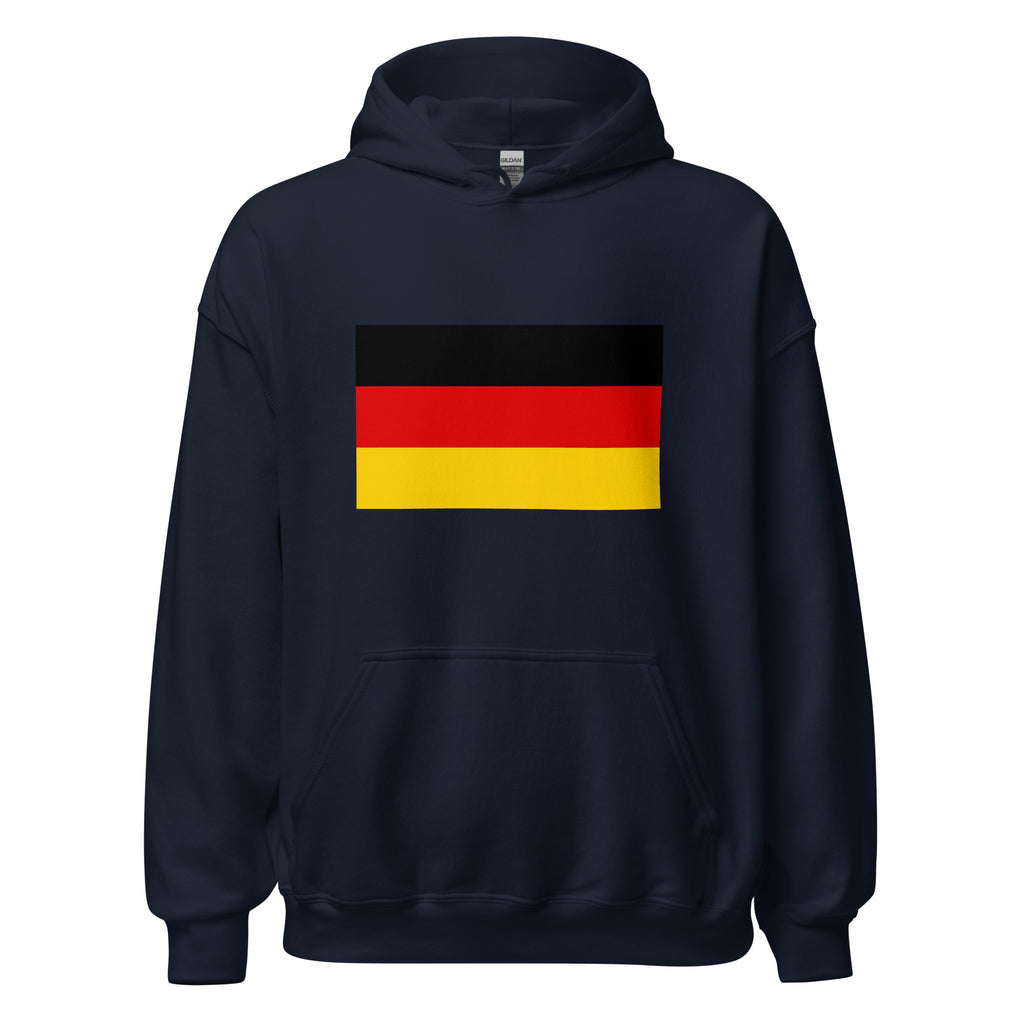 Unisex heather gray hoodie featuring German flag design printed across the front chest