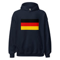 Unisex heather gray hoodie featuring German flag design printed across the front chest