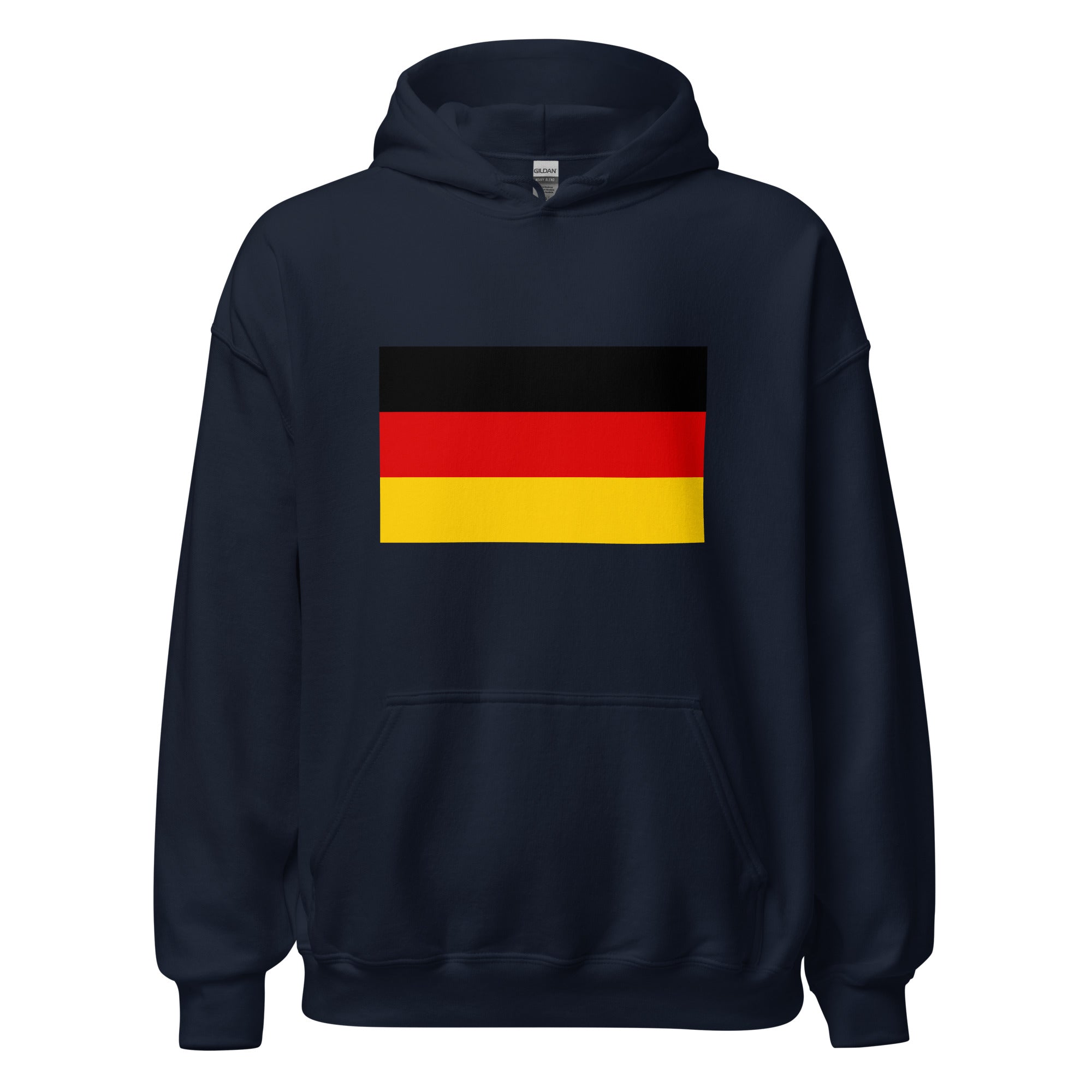 Unisex heather gray hoodie featuring German flag design printed across the front chest