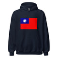 Unisex heather gray hoodie featuring Taiwanese flag design printed across the front chest