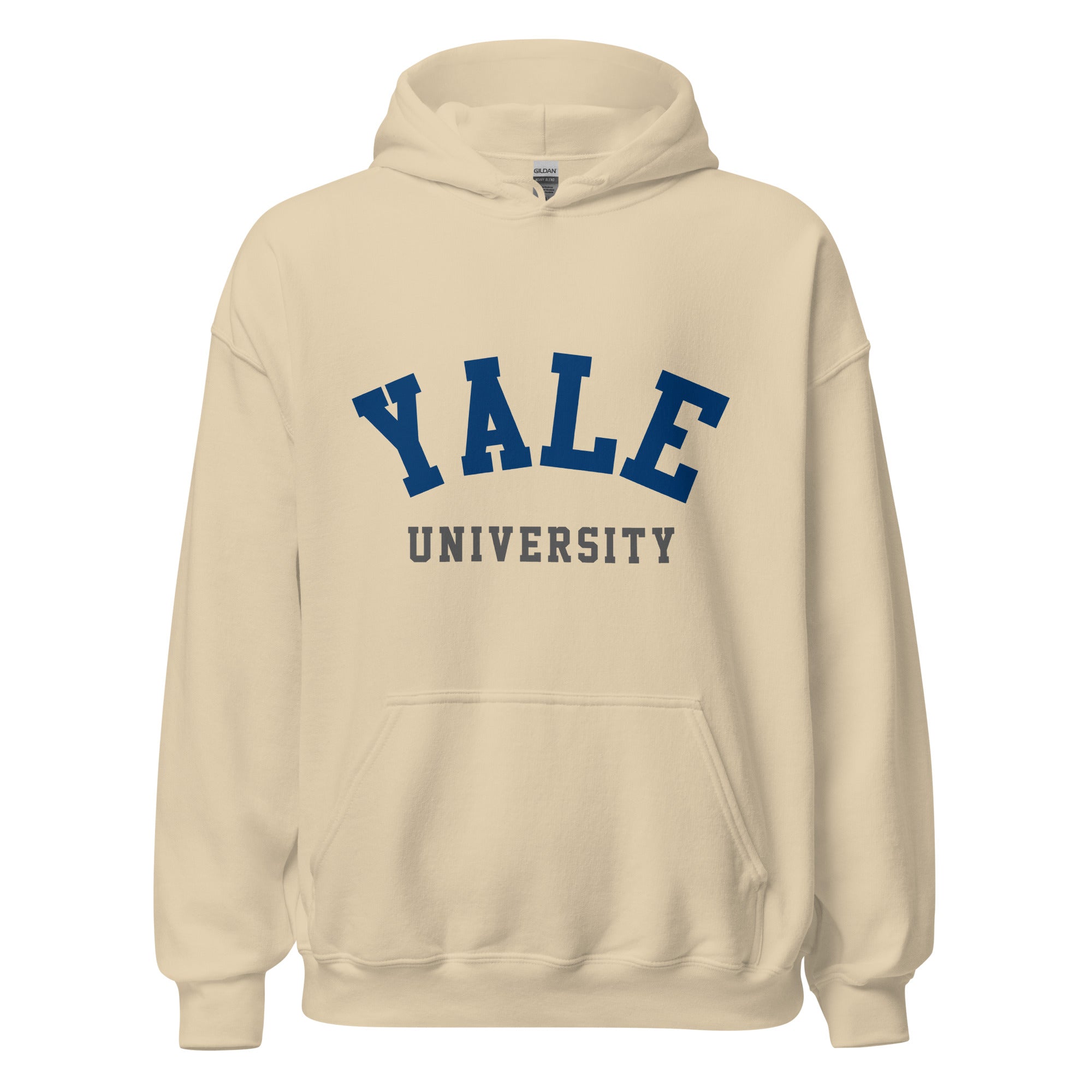 Unisex heather gray hoodie featuring Yale University logo printed across the front chest