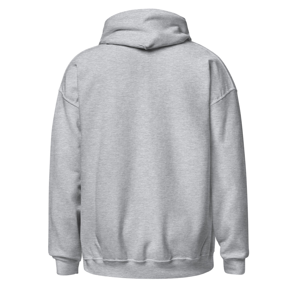 Unisex navy blue hoodie with John 15:13 Bible verse printed in red text on front