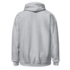 Unisex navy blue hoodie with John 15:13 Bible verse printed in red text on front