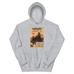 Unisex hoodie featuring a second vintage Norwegian scenic travel poster
