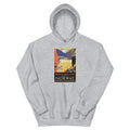 Unisex hoodie featuring a vintage Norway Royal Mail Line scenic travel poster