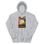 Unisex hoodie featuring a vintage Norway Royal Mail Line scenic travel poster