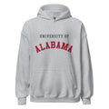Unisex hoodie featuring University of Alabama name and branding in crimson and white