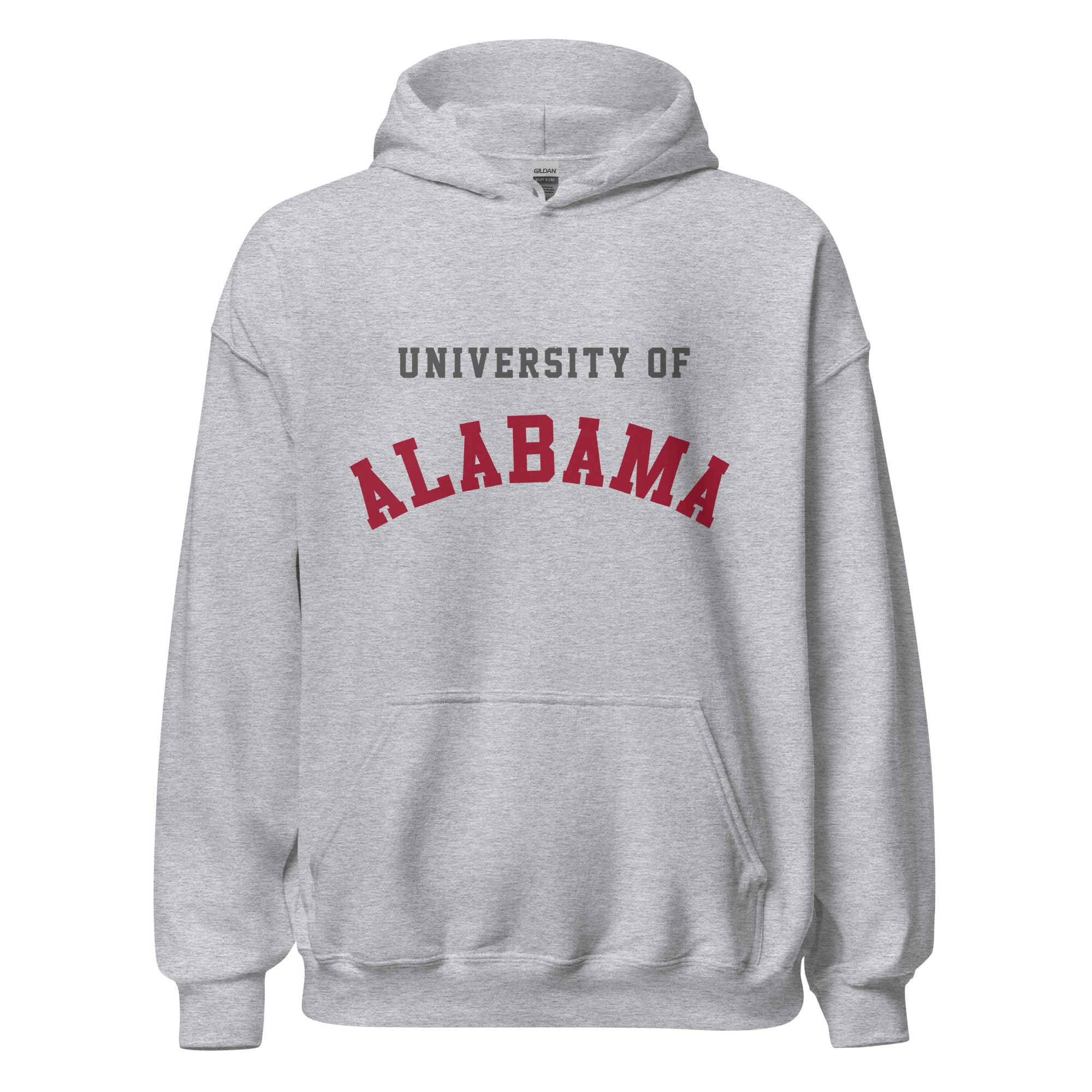 Unisex hoodie featuring University of Alabama name and branding in crimson and white