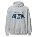 Unisex hoodie featuring University of British Columbia name and branding in blue and gold