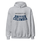 Unisex hoodie featuring University of British Columbia name and branding in blue and gold