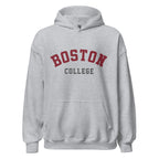 Unisex hoodie featuring Boston College name and branding in maroon and gold