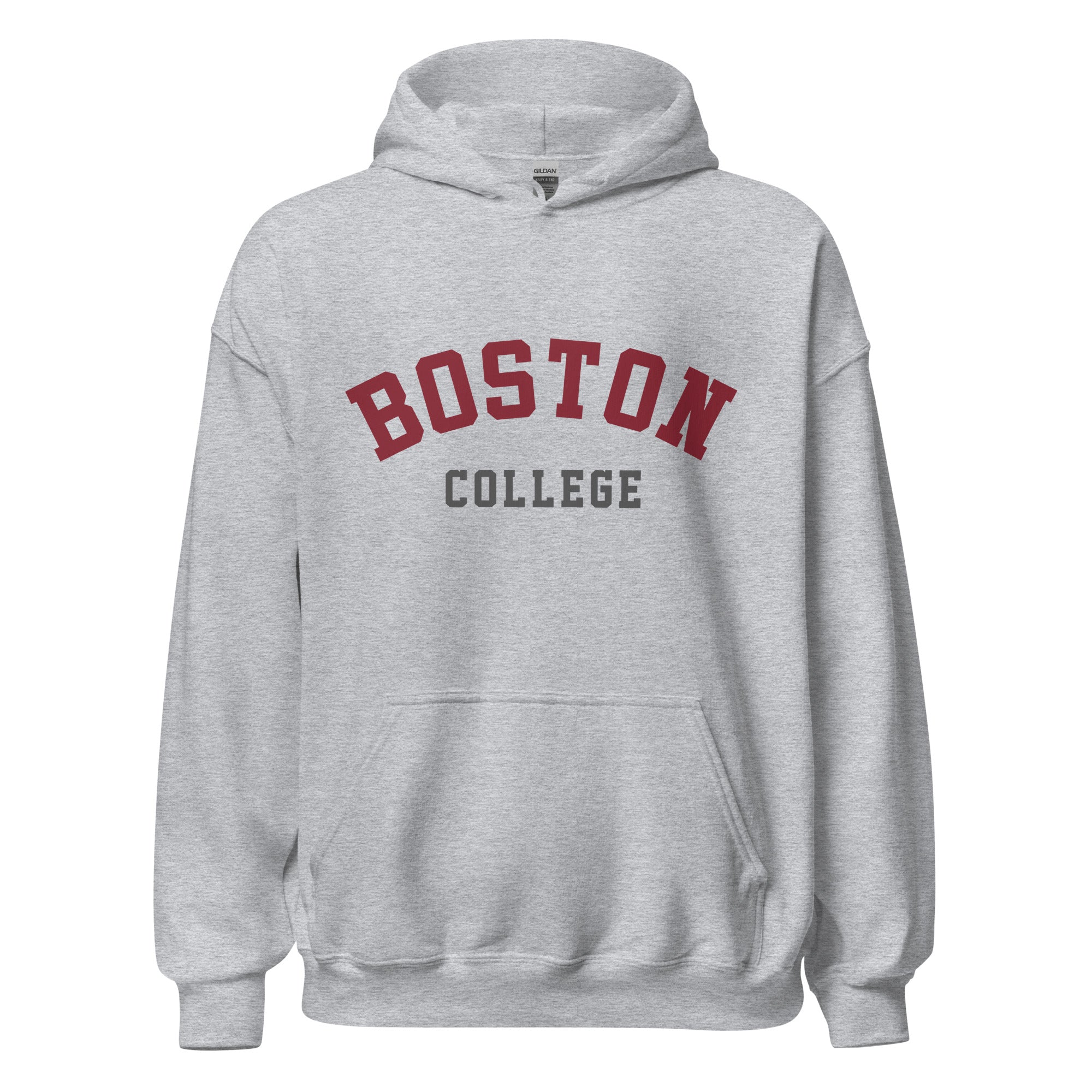Unisex hoodie featuring Boston College name and branding in maroon and gold