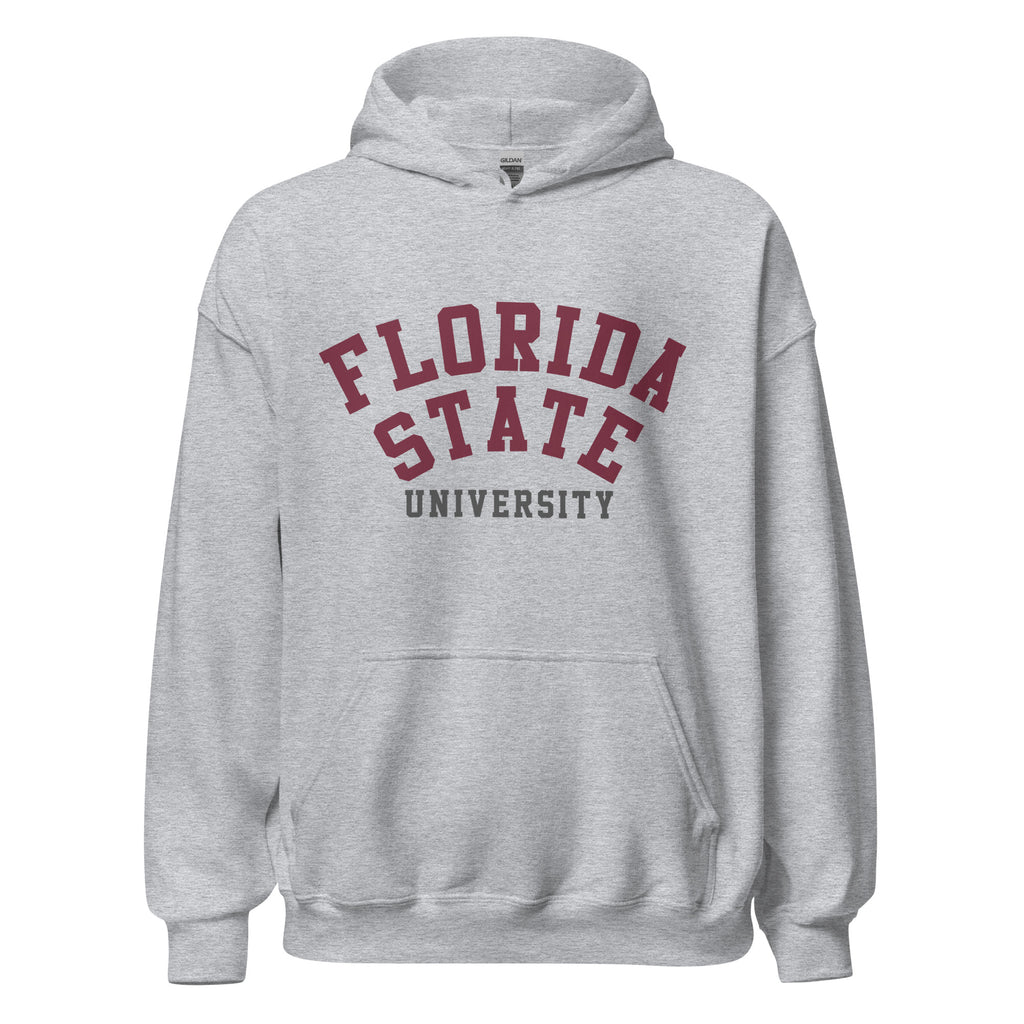 Unisex hoodie featuring Florida State University name and branding in garnet and gold