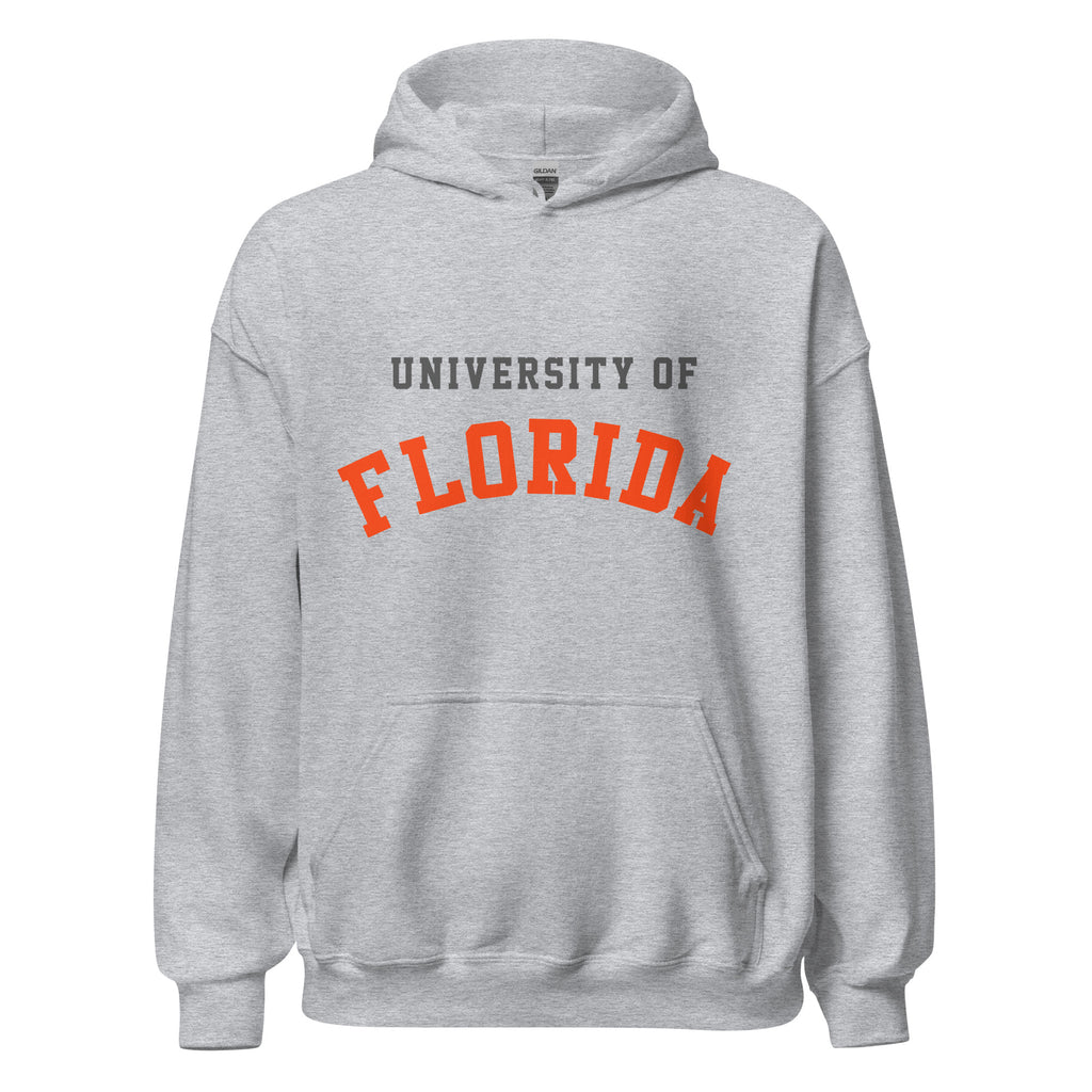Unisex hoodie featuring University of Florida name and branding in orange and blue
