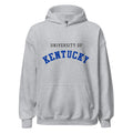 Unisex hoodie featuring University of Kentucky name and branding in blue and white