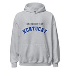 Unisex hoodie featuring University of Kentucky name and branding in blue and white