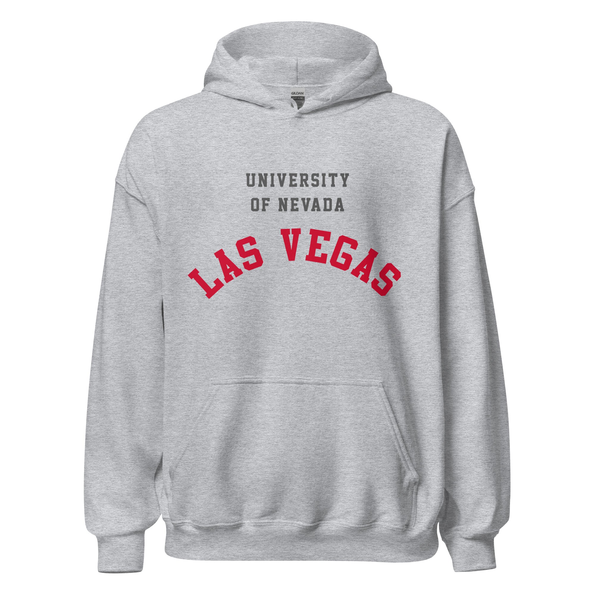 Unisex hoodie featuring UNLV name and branding in scarlet and grey