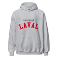 Unisex hoodie featuring Université Laval name and branding in red and gold
