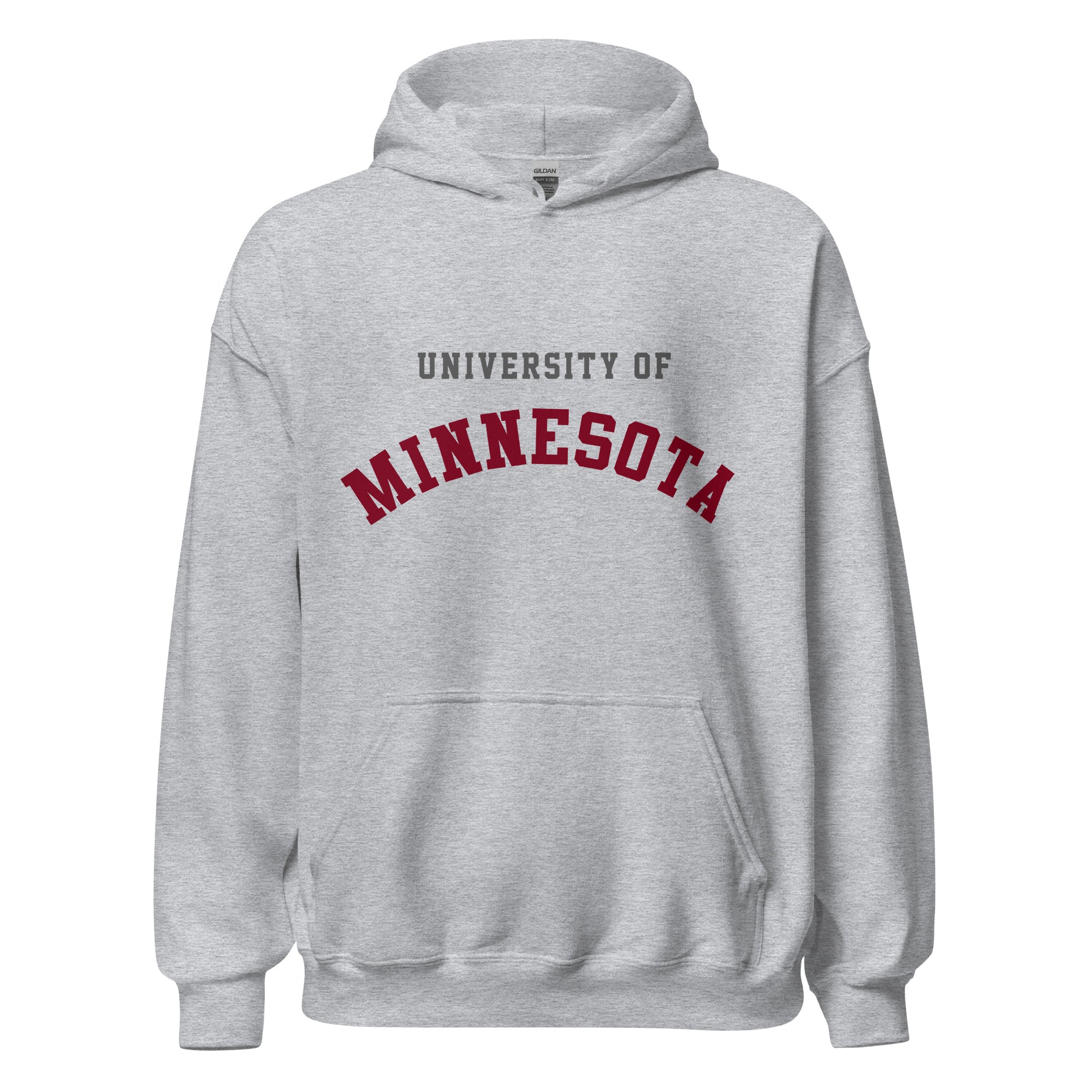 Unisex hoodie featuring University of Minnesota name and branding in maroon and gold