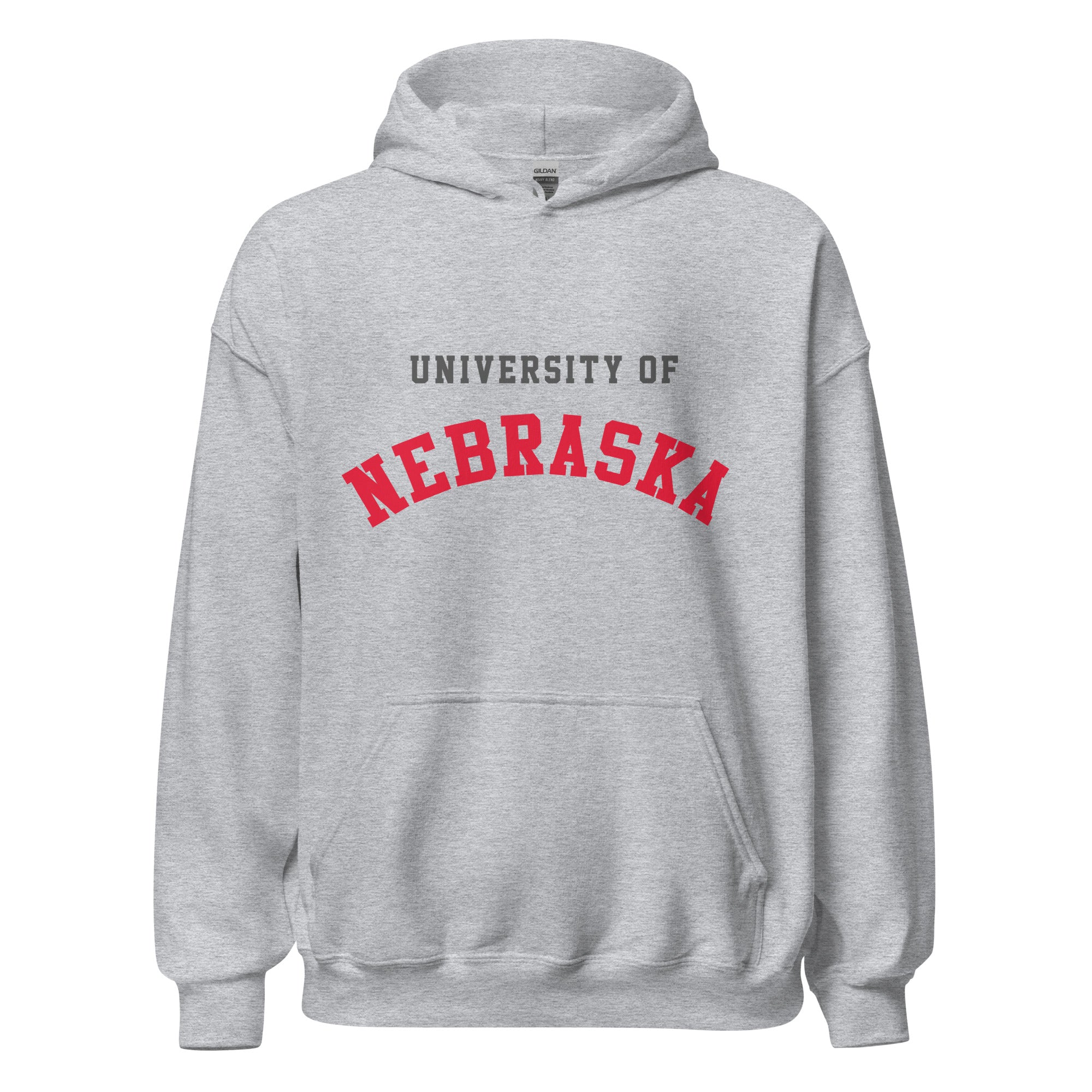 Unisex hoodie featuring University of Nebraska name and branding in scarlet and cream
