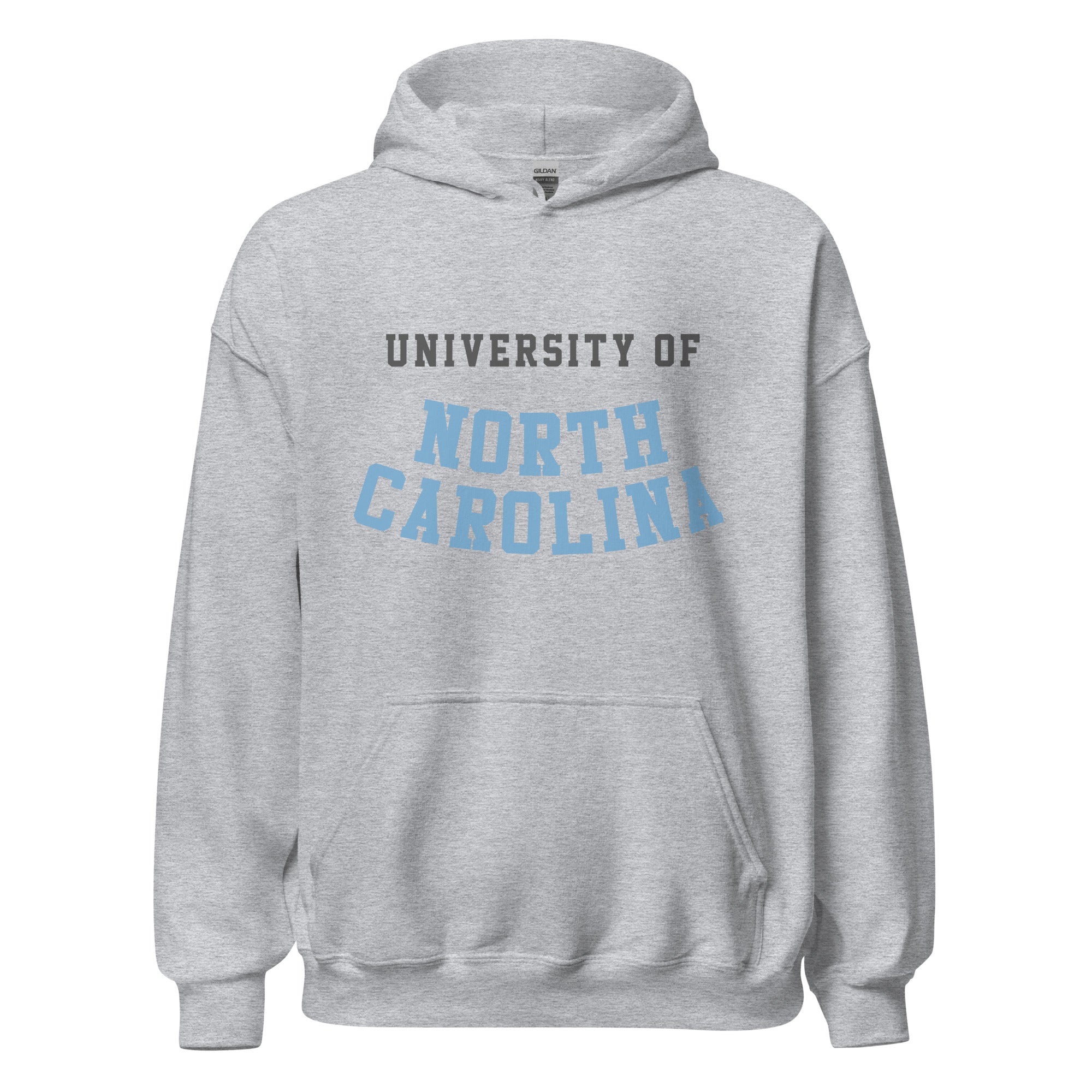 Unisex hoodie featuring University of North Carolina name and branding in Carolina blue and white