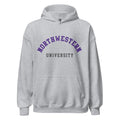 Unisex hoodie featuring Northwestern University name and branding in purple and white
