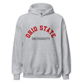 Unisex hoodie featuring Ohio State University name and branding in scarlet and grey