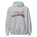 Unisex hoodie featuring University of Oklahoma name and branding in crimson and cream