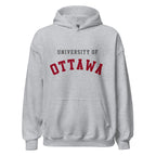 Unisex hoodie featuring University of Ottawa name and branding in garnet and grey