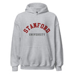 Unisex hoodie featuring Stanford University name and branding in cardinal red and white