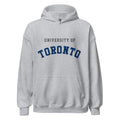 Unisex hoodie featuring University of Toronto name and branding in blue and white