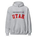 Unisex hoodie featuring University of Utah name and branding in crimson and white