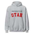 Unisex hoodie featuring University of Utah name and branding in crimson and white