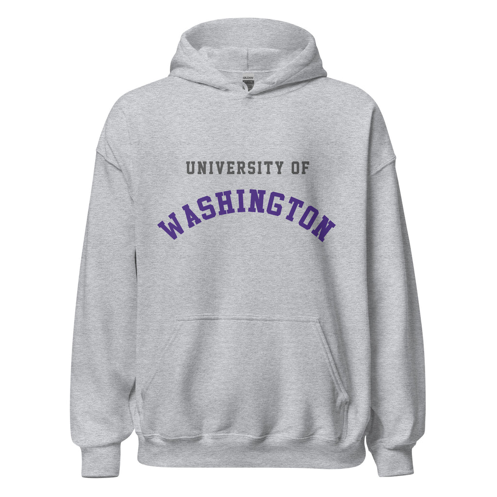 Unisex hoodie featuring University of Washington name and branding in purple and gold
