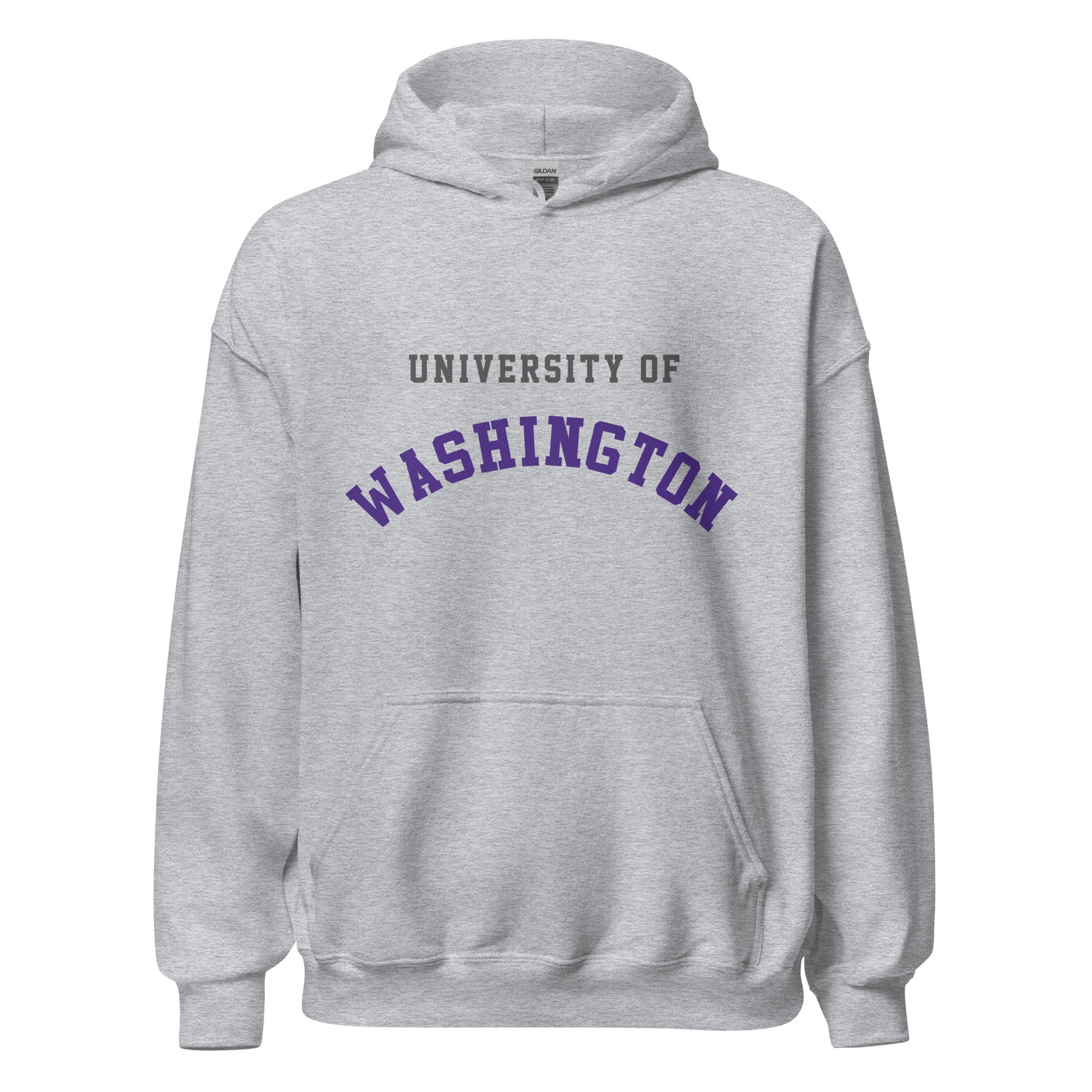 Unisex hoodie featuring University of Washington name and branding in purple and gold