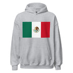 Unisex black hoodie featuring Mexican flag design printed across the front chest