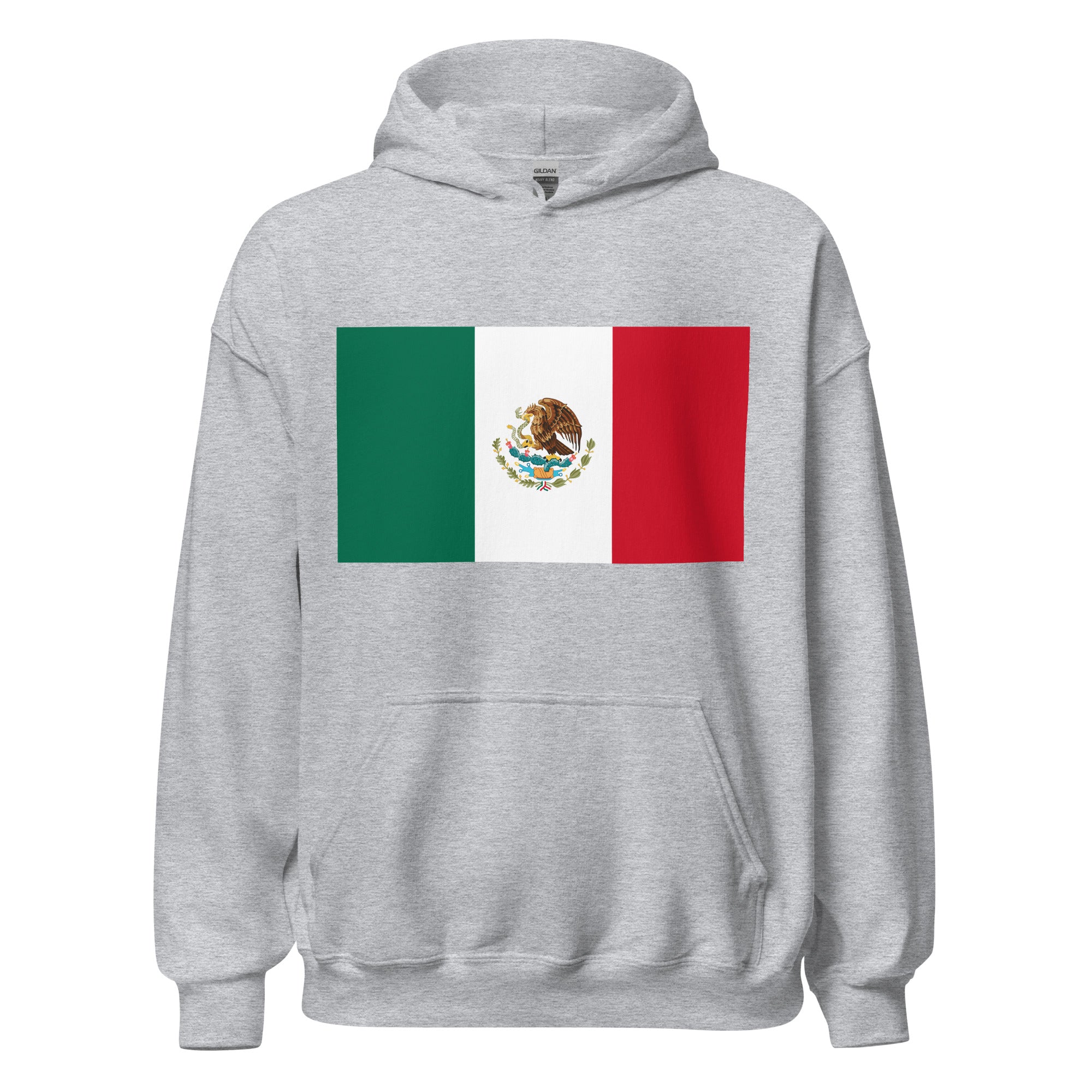 Unisex black hoodie featuring Mexican flag design printed across the front chest