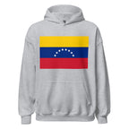 Unisex black hoodie featuring Venezuelan flag design printed across the front chest