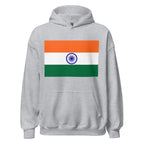 Unisex black hoodie featuring Indian flag design printed across the front chest